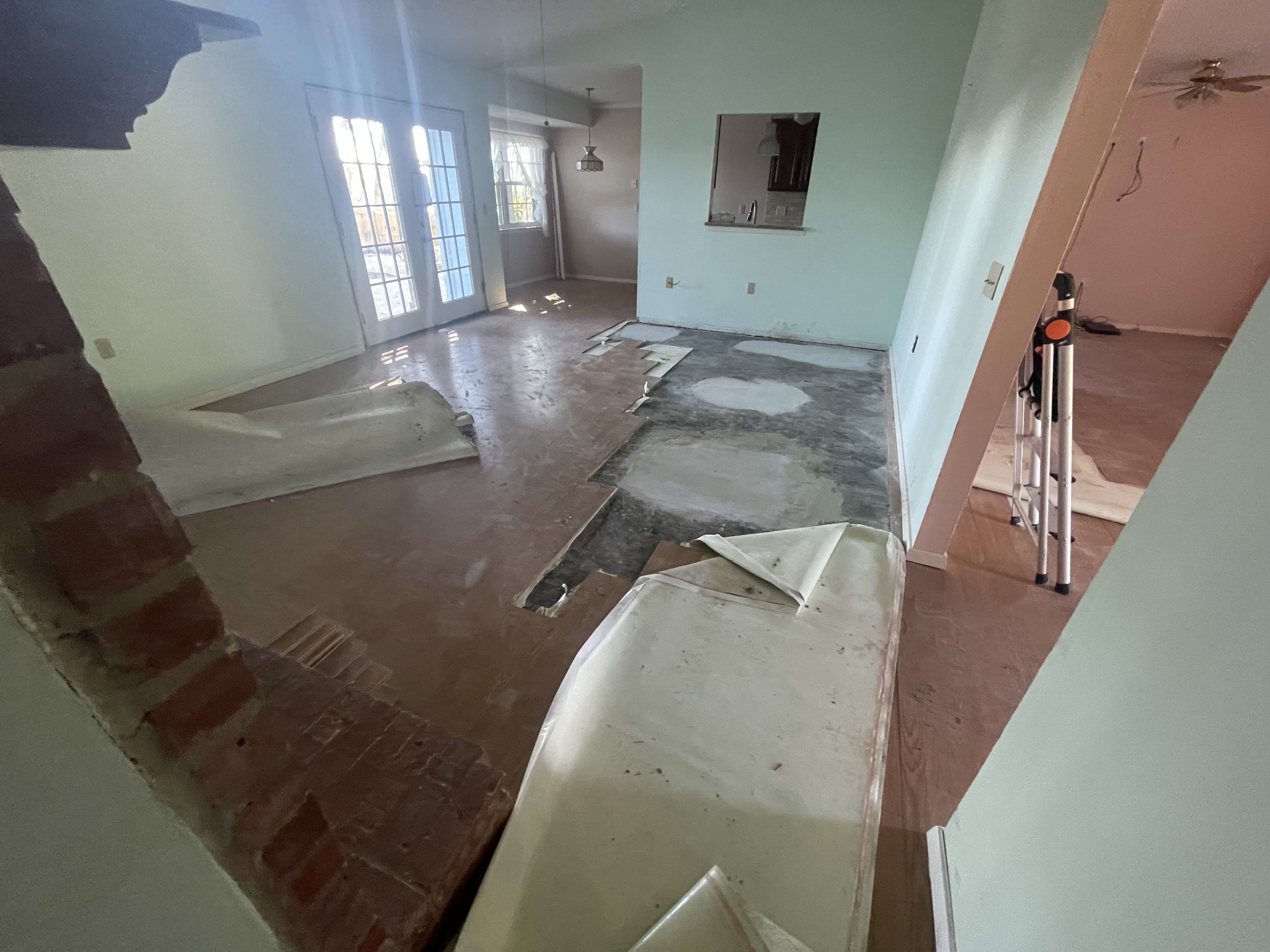 Residential room with flooring removed during renovation